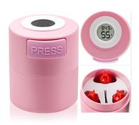 Pretty memory Eyelash Glue Storage Container with Temperature and Humidity Display Lash Glue Holder Eyelash Extensions Adhesive Jar Stand Sealed Lash Extension Supplies, Pink