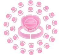 Pretty memory Pack of 150 Glue Rings for Eyelash Extensions Eyelash Glue Holder with Flowers - Pink