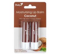 2 x Coconut Moisturising Lip Balm Tubes by Pretty - Softens, Soothes & Protects Dry Chapped Lips - 2 x 4.3g