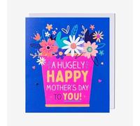 Pretty Mothers Day Card Hugely Happy Bright Floral Mum - Fun Greeting Card