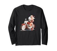 Pretty Motorbike Girl in Christmas Style for Bikes Lovers Long Sleeve T-Shirt