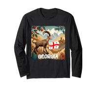 Pretty Mountain View with Alpine Ibex in Georgia Colors Long Sleeve T-Shirt