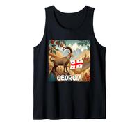 Pretty Mountain View with Alpine Ibex in Georgia Colors Tank Top