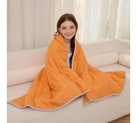 PRETTY NIGHT Weighted Blanket 7lbs Twin Size Orange Grey 41"x60" Weighted Blankets Heavy Blanket are Comfortable and Cozy