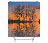 Pretty Orange Shower Curtain, Shower Curtain Liner Polyester Sunset Trees Throom Curtain for Spring Summer Fall Winter 150X200cm