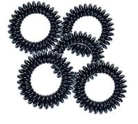 Pretty Pack of 5 Plastic Spiral Hair Bobbles -Black