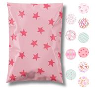 Pretty Package Store 10x13 Designer Poly Mailer 100 Pack Heavy Duty Waterproof Self Seal Shipping Bags for Small Business Large Mailing Envelopes Bulk Tear Resistant Cute Packaging Seeing Stars Pink