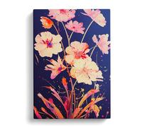 Pretty Painted Flowers No.1 Abstract Blue, Peach, Purple Canvas Print | Gallery Wrapped 30mm Frame Wall Art | 30x20 inches | Ready to Hang | Abstract Floral Picture | Living Room Bedroom Lounge Office