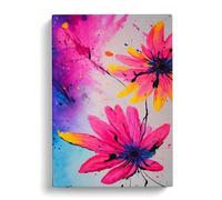 Pretty Painted Flowers No.2 Canvas Print | Gallery Wrapped 30mm Frame Wall Art | 30x20 inches | Ready to Hang | Abstract Floral Picture | Living Room Bedroom Lounge Office