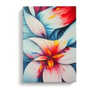 Pretty Painted Flowers No.4 Canvas Print | Gallery Wrapped 30mm Frame Wall Art | 30x20 inches | Ready to Hang | Abstract Floral Picture | Living Room Bedroom Lounge Office