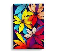 Pretty Painted Flowers No.5 Canvas Print | Gallery Wrapped 30mm Frame Wall Art | 30x20 inches | Ready to Hang | Abstract Floral Picture | Living Room Bedroom Lounge Office