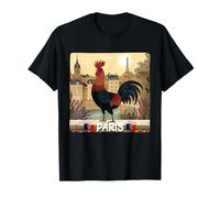 Pretty Paris View with Rooster Graphic for Adults and Kids T-Shirt