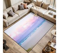 pretty pastel colour sky pink purple blue fluffy cloud beach Area Rugs Living Room Large 120x170 cm Washable Vintage Soft Rug Modern Non Slip Floor Carpet Mat for Bedroom Kitchen Dining Room