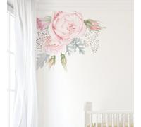 Pretty Pastel Floral Corner Wall Sticker - Removable Peel & Stick Vinyl Décor