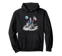 Pretty Patriotic Moon with Vehicle for Space and Earth Fans Pullover Hoodie