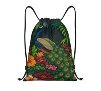 Pretty Peacocks Sack Backpack Versatile Sports Drawstring Scratch String Bag For Hiking Beach Shopping 39X46Cm