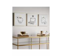 Pretty Perfume Bottles Printed Canvas Set of 3 Wall Art Art for the Home Beige One Size
