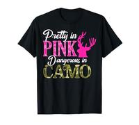 Pretty Pink and Dangerous in Camo Hunter Girl for Women Kids T-Shirt