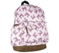 Pretty Pink Bows Coquette Ribbon Backpack Faux Leather Bottom Laptop Tech Sleeve Girls Travel 16" School Book Bag