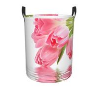 Pretty Pink Floral Printing Circular Dirty Laundry Basket, Large Storage Baskets, Works In Kitchen, Playroom,Bathroom