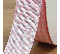 Pretty Pink Gingham Ribbon 10-25mm Rustic Vintage Natural Small Check Per 1m (15mm Wide)