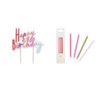 Pretty Pink Happy Birthday Block Candle & Rose Gold Candles Bundle