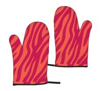 Pretty Pink Orange Animal Print Zebra Leopard, Kitchen Oven Mitts Anti-Slip Cooking Gloves,Heat Resistant Baking Mitts A Pair