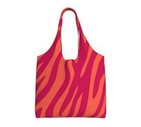 Pretty Pink Orange Animal Print Zebra Leopard,Reusable Tote Bags Grocery Bags Large Capacity Canvas Shopping Shoulder bag
