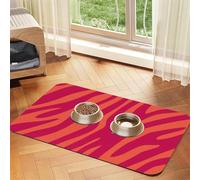 Pretty Pink Orange Animal Print Zebra Leopard,Waterproof Pet Feeding Mat,PU Leather Placemats for Cat Dog Water Bowl,Food Mats,30x45cm
