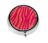 Pretty Pink Orange Animal Print Zebra LeopardMeta Pill Box 3 Compartment Medicine Case,Portable Organizer