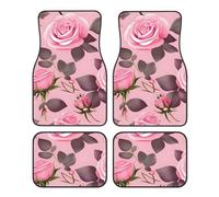 Pretty Pink Roses Car Foot Mat Four-Piece Set.Printed Car Mat Set 4-Piece, Non-Slip Floor Mats for Cars