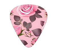 Pretty Pink Roses Fashion Colour Guitar Picks 12 Pack, For Acoustic Guitar Electric Guitar Ukulele