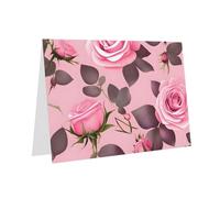 Pretty Pink Roses Greeting Card, Blank Card With Envelope, 4x6 Inches (Approx. 10x15 Cm), For Events, Weddings,& Birthdays.