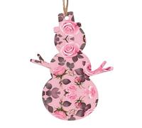 Pretty Pink Roses Patterned Wooden Christmas Ornaments, 6-Piece Set, Suitable for Holiday Parties or Souvenirs.