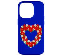 Pretty Poinsettia Christmas Flower Heart Wreath Cute Case for iPhone 14 Pro