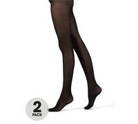Pretty Polly 2 Pack 40 Denier Opaque Tights, Black, Size S/M, Women Black