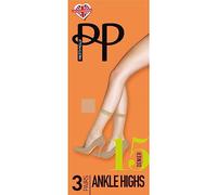 Pretty Polly 3 Pack 15 Denier Ankle Highs PNGEK6 Natural