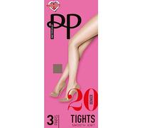 Pretty Polly 3 Pair Pack Mink 20 Denier Smooth Knit Tights 2 sizes (Small/Medium, Mink)