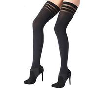 Pretty Polly 80 Denier Banded Top Opaque Fashion Hold Ups - Black
