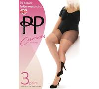 Pretty Polly Women's Curves 15 Denier Ladder Resist Tights 3 Pair Pack - Beige | Size: 4XL Pretty Polly Beige 4XL