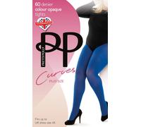 Curves 60 Denier Plush Opaque Tights - Blue Pretty Polly Blue XXL