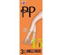 Pretty Polly Everyday 15 Denier Smooth Knit Ankle Highs 3 Pair Pack - Natural Natural One Size