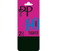 Pretty Polly 40D Silk Finish Tights 2PP -Bottle Green, M/L
