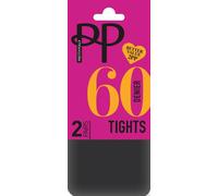 Pretty Polly 60D Silk Finish Tights 2PP -Charcoal Marl, M/L