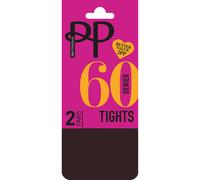 Pretty Polly Women's Everyday Opaques 60 Denier Tights 2 Pair Pack - Chocolate | Size: S/M Pretty Polly Chocolate S/M