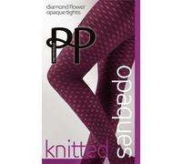 Pretty Polly Knitted Opaques Small Diamond Flower Tights - Burgundy Burgundy S/M