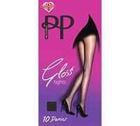 Pretty Polly Ladies Black 10 Denier Sheer Gloss Everyday Tights (S/M (34"-40" Hip))