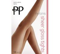 Pretty Polly Women's Nylons 10d Gloss Tights, Black (Barely Black), M UK