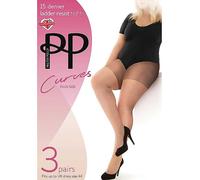 Pretty Polly Pack of 6 Curves 15 Denier Ladder Resist Tights Barely Black