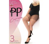 Pretty Polly Pack of 6 Curves 15 Denier Ladder Resist Tights Mocha